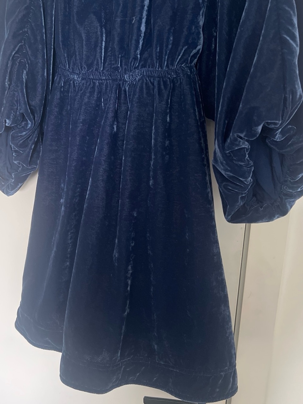 Deep Navy Velvet V-Neck Mini Dress - Picture 8 of 8